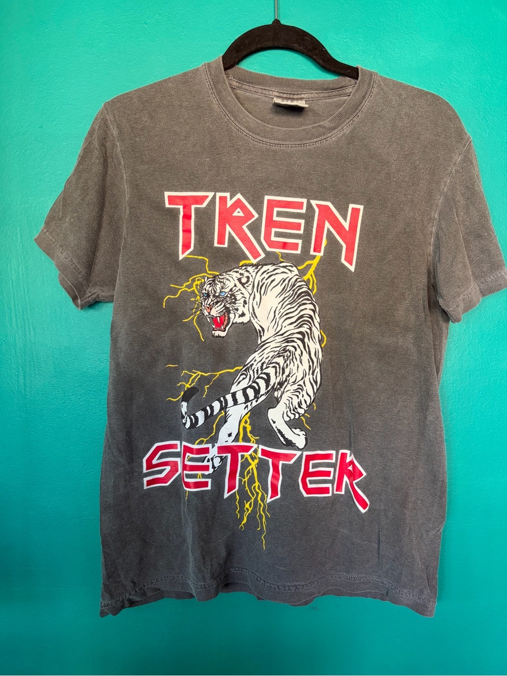 Current/Elliott Grey Kids' Tiger Graphic Tee with Red Accents